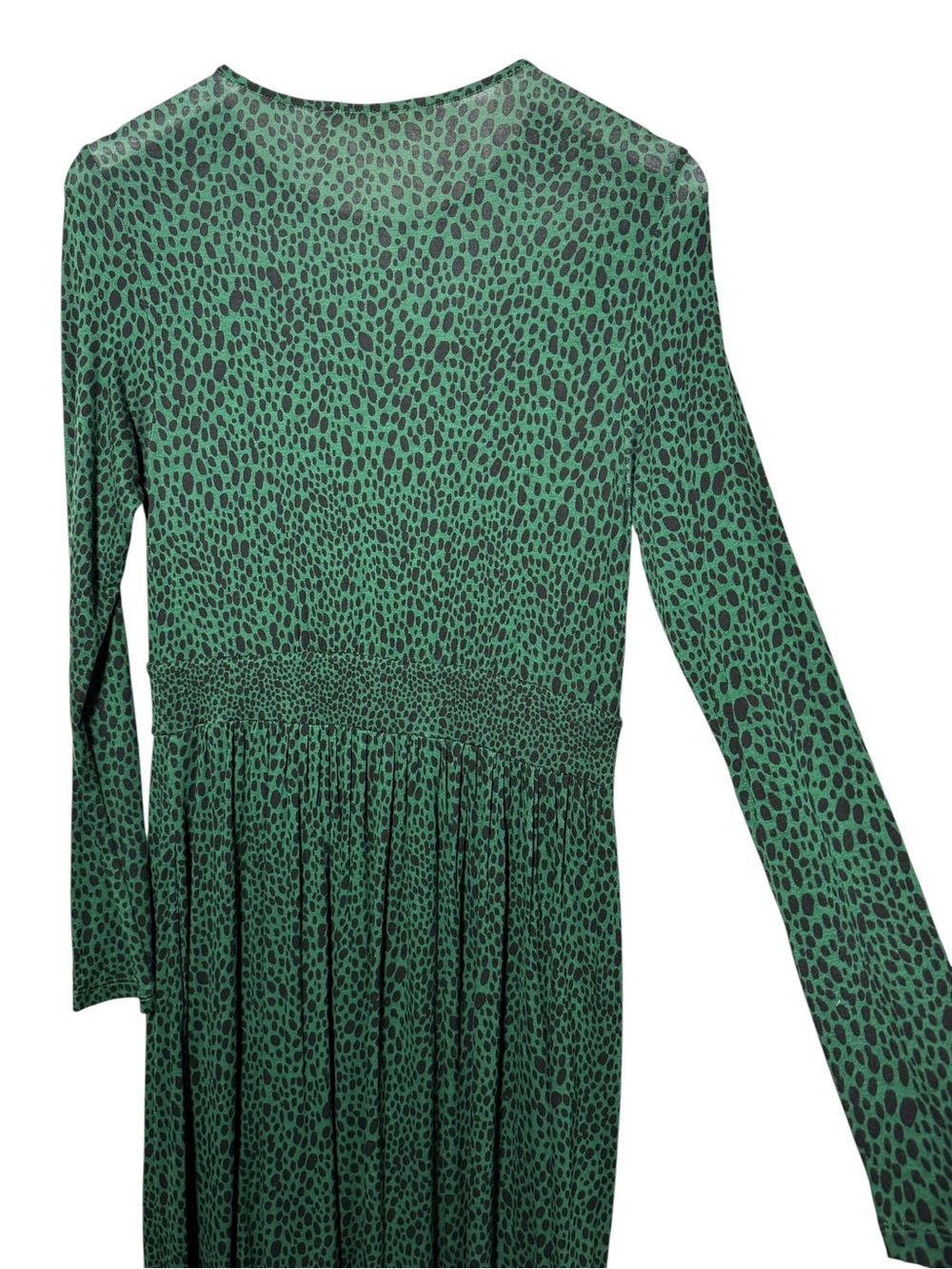 Boden Thea Long Sleeve Midi Dress Animal Spot Amazon Green Size 6R - Picture 7 of 9